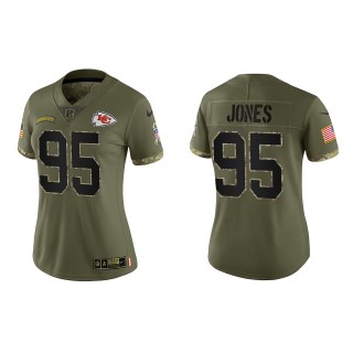 Chris Jones Women's Kansas City Chiefs Olive 2022 Salute To Service Limited Jersey