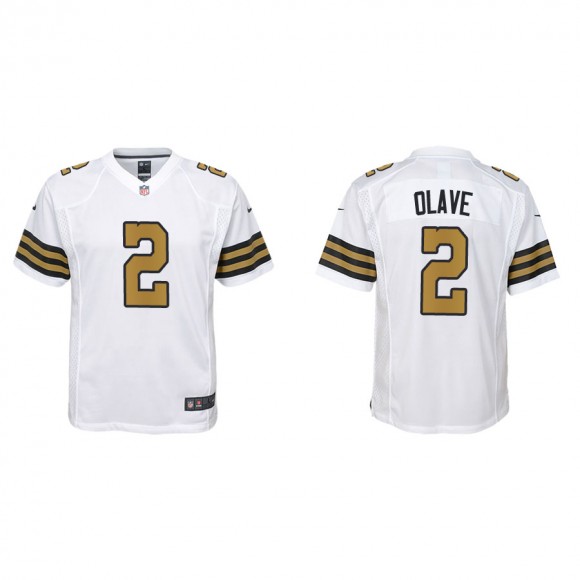 Youth Chris Olave Saints White Alternate Game Jersey