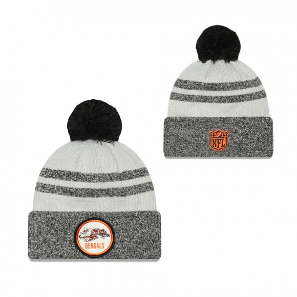 Men's Cincinnati Bengals Black 2022 Sideline Historic Cuffed Pom Knit Hat