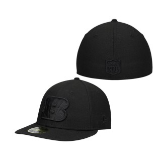 Men's Cincinnati Bengals Black Black on Black Low Profile 59FIFTY II Fitted Hat