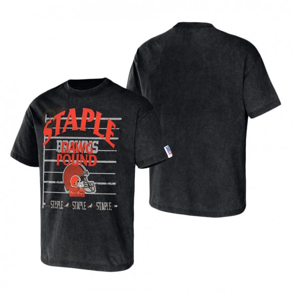 Men's Cleveland Browns NFL x Staple Black Throwback Vintage Wash T-Shirt