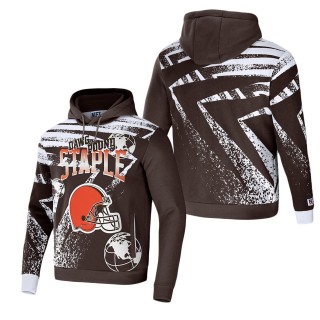 Men's Cleveland Browns NFL x Staple Brown All Over Print Pullover Hoodie