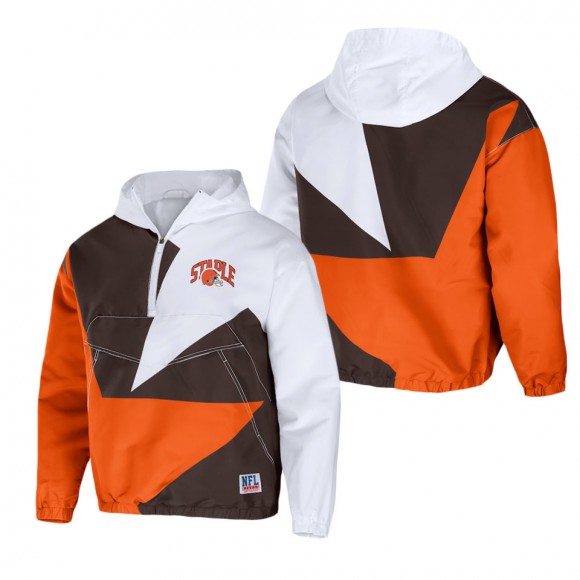 Men's Cleveland Browns NFL x Staple Orange All Over Print Quarter-Zip Pullover Jacket