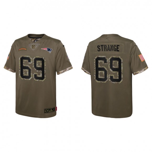 Cole Strange Youth New England Patriots Olive 2022 Salute To Service Limited Jersey