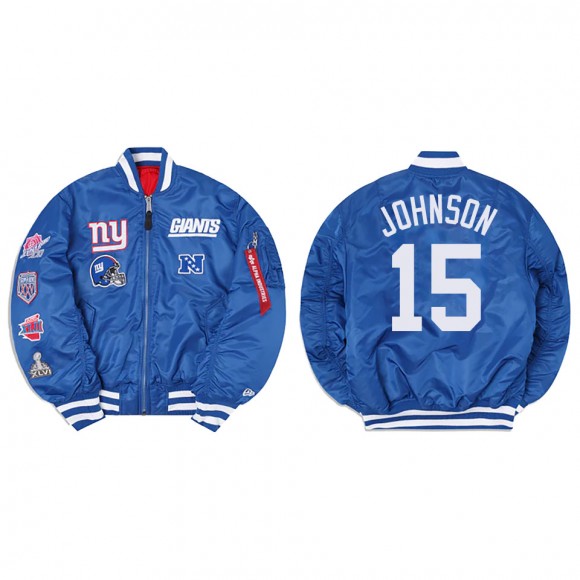 Collin Johnson Alpha Industries X New York Giants MA-1 Bomber Royal Jacket