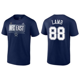Men's Cowboys CeeDee Lamb Navy 2021 NFC East Division Champions Blocked Favorite T-Shirt