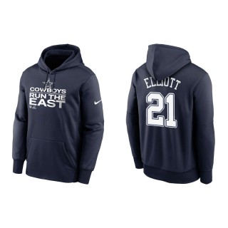 Men's Cowboys Ezekiel Elliott Navy 2021 NFC East Division Champions Trophy Hoodie