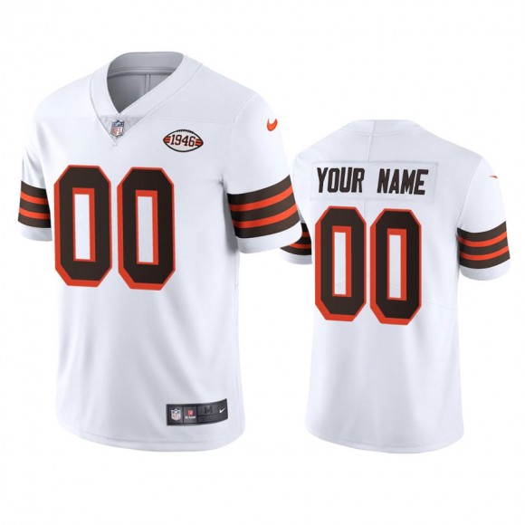 Cleveland Browns Custom White 1946 Collection Alternate Vapor Limited Jersey - Men's