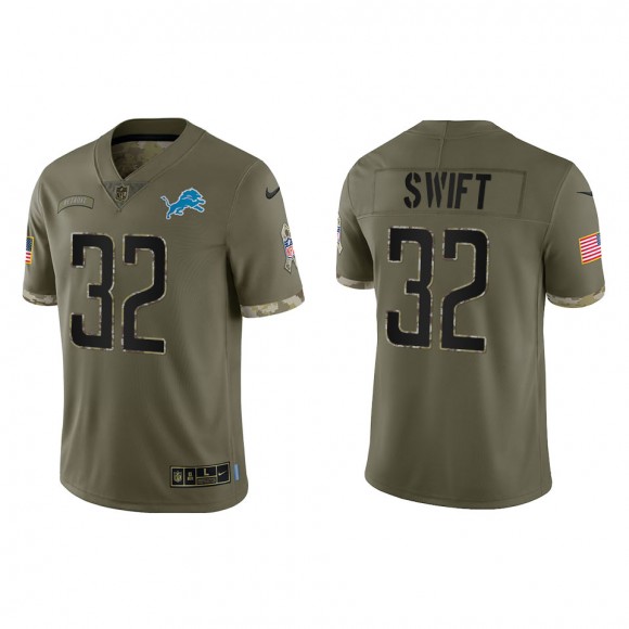 D'Andre Swift Detroit Lions Olive 2022 Salute To Service Limited Jersey