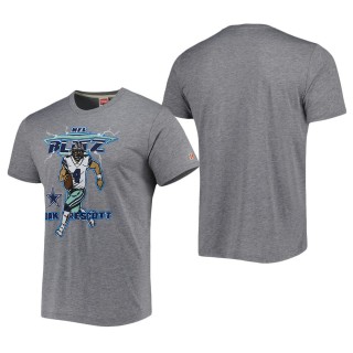 Men's Dallas Cowboys Dak Prescott Homage Heathered Gray Blitz Player Tri-Blend T-Shirt