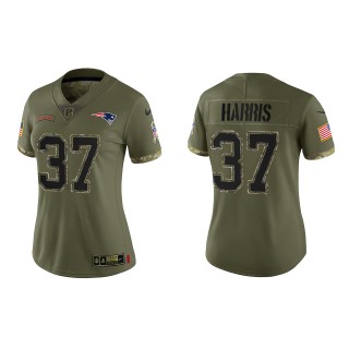 Damien Harris Women's New England Patriots Olive 2022 Salute To Service Limited Jersey