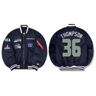 Darwin Thompson Alpha Industries X Seattle Seahawks MA-1 Bomber Navy Jacket