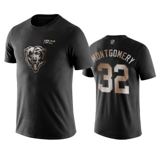 David Montgomery Chicago Bears Black Golden 100th Season Name & Number T-Shirt