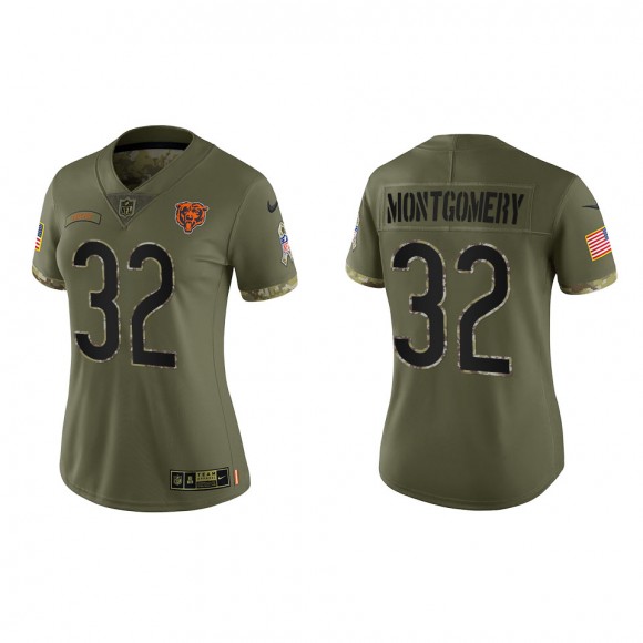 David Montgomery Women's Chicago Bears Olive 2022 Salute To Service Limited Jersey