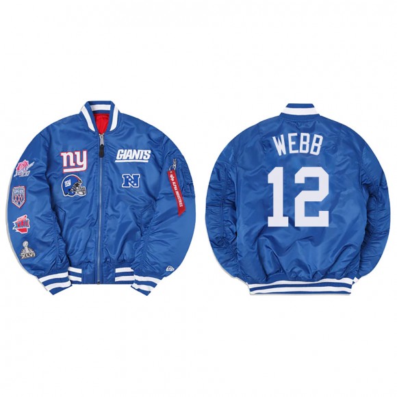 Davis Webb Alpha Industries X New York Giants MA-1 Bomber Royal Jacket