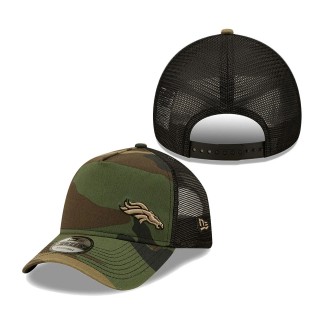 Men's Denver Broncos New Era Camo Black Flawless Utility A-Frame Trucker 9FORTY Snapback Hat