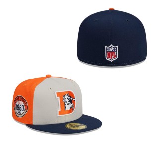 Denver Broncos Cream Navy 2023 Sideline Historic 59FIFTY Fitted Hat