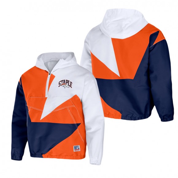 Men's Denver Broncos NFL x Staple Orange All Over Print Quarter-Zip Pullover Jacket