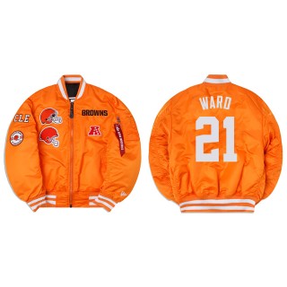 Denzel Ward Alpha Industries X Cleveland Browns MA-1 Bomber Orange Jacket