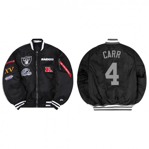 Derek Carr Alpha Industries X Las Vegas Raiders MA-1 Bomber Black Jacket