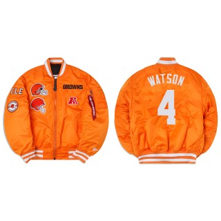 Deshaun Watson Alpha Industries X Cleveland Browns MA-1 Bomber Orange Jacket