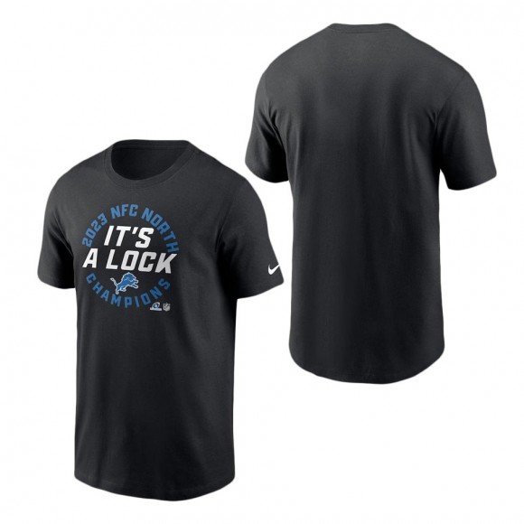 Detroit Lions Black 2023 NFC North Division Champions Locker Room Trophy Collection T-Shirt