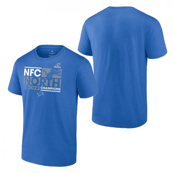 Detroit Lions Blue 2023 NFC North Division Champions Conquer T-Shirt