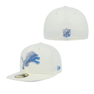Men's Detroit Lions Cream Chrome Dim 59FIFTY Fitted Hat