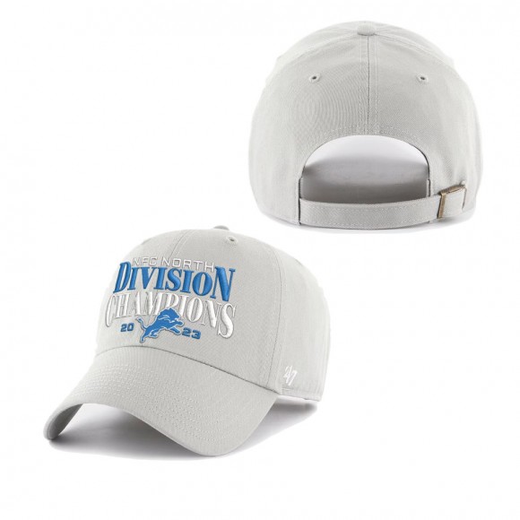 Detroit Lions Gray 2023 NFC North Division Champions Clean Up Adjustable Hat