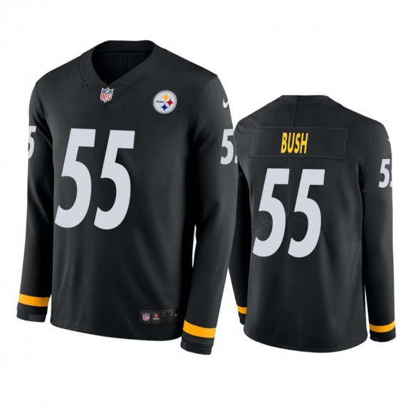 Pittsburgh Steelers Devin Bush Black Therma Long Sleeve Jersey