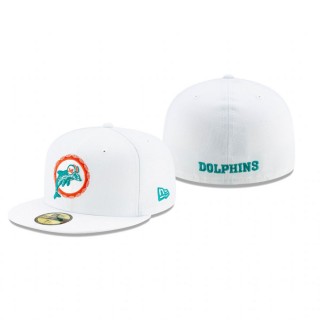 Miami Dolphins White Omaha Historic 59FIFTY Fitted Hat