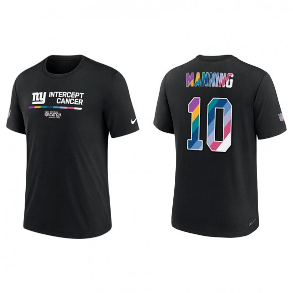 Eli Manning New York Giants Black 2022 NFL Crucial Catch Performance T-Shirt