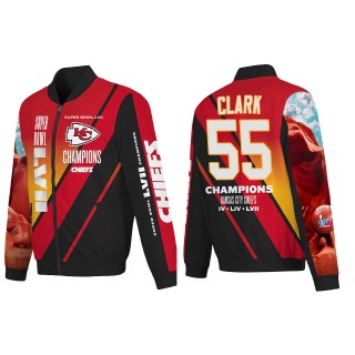 Frank Clark Kansas City Chiefs Red Super Bowl LVII Champions Logo Full Zip Nylon Bomber Jacket