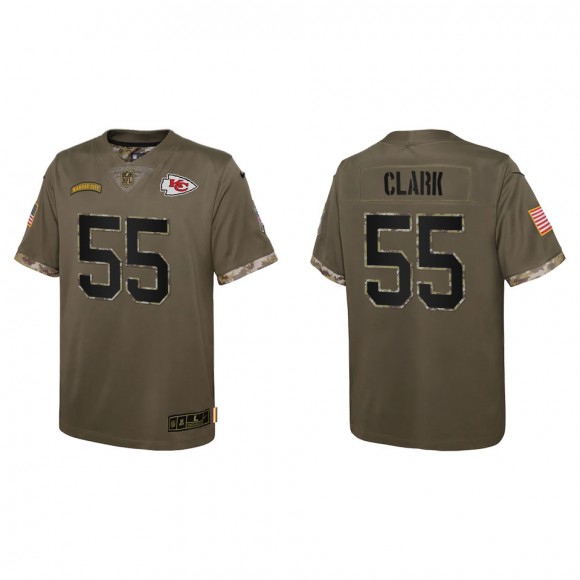 Frank Clark Youth Kansas City Chiefs Olive 2022 Salute To Service Limited Jersey