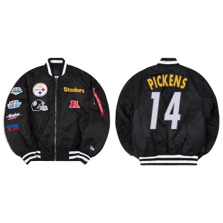 George Pickens Alpha Industries X Pittsburgh Steelers MA-1 Bomber Black Jacket