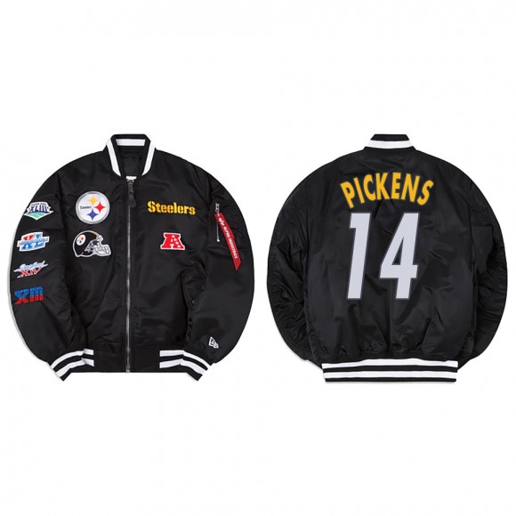 George Pickens Alpha Industries X Pittsburgh Steelers MA-1 Bomber Black Jacket