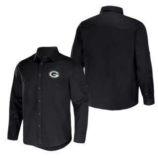 Men's Green Bay Packers NFL x Darius Rucker Collection by Fanatics Black Convertible Twill Long Sleeve Button-Up Shirt