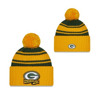 Men's Green Bay Packers Green 2022 Sideline Cuffed Pom Knit Hat