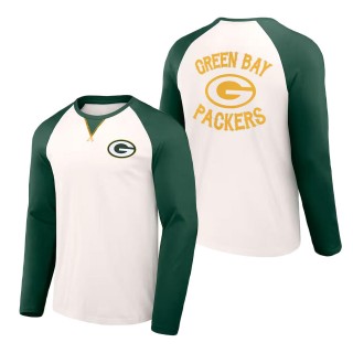 Green Bay Packers NFL x Darius Rucker Collection Cream Green Long Sleeve Raglan T-Shirt
