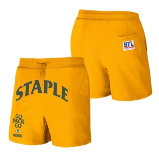 Men's Green Bay Packers NFL x Staple Gold Throwback Vintage Wash Fleece Shorts