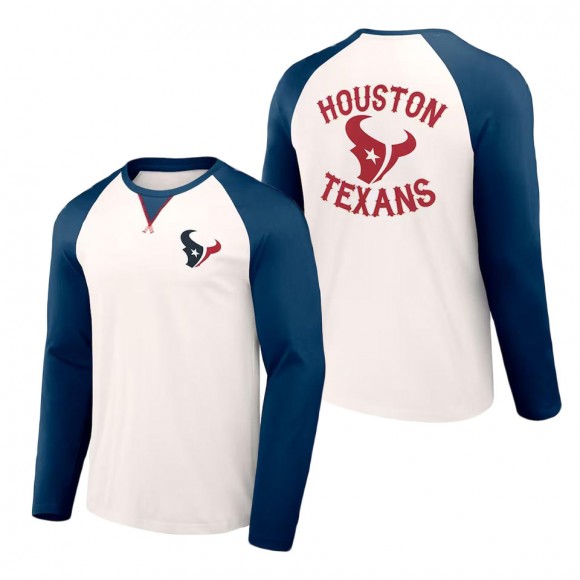 Houston Texans NFL x Darius Rucker Collection Cream Navy Long Sleeve Raglan T-Shirt