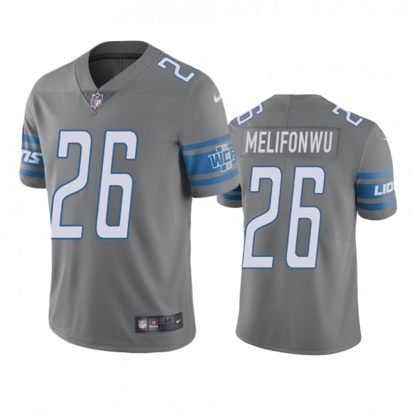 Color Rush Limited Detroit Lions Ifeatu Melifonwu Steel Jersey