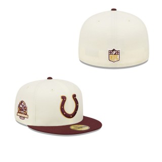 Men's Indianapolis Colts Cream Maroon Gridiron Classics 1983 Hawaii Pro Bowl Exclusive 59FIFTY Fitted Hat