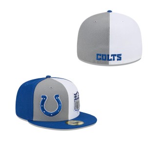 Indianapolis Colts Gray Royal 2023 Sideline 59FIFTY Fitted Hat