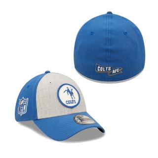 Men's Indianapolis Colts Heathered Gray Royal 2022 Sideline 39THIRTY Historic Flex Hat