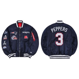 Jabrill Peppers Alpha Industries X New England Patriots MA-1 Bomber Navy Jacket