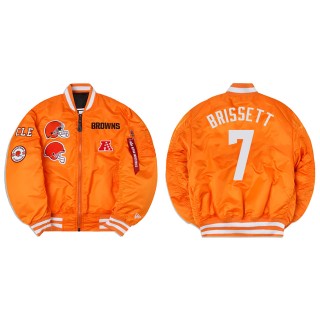 Jacoby Brissett Alpha Industries X Cleveland Browns MA-1 Bomber Orange Jacket