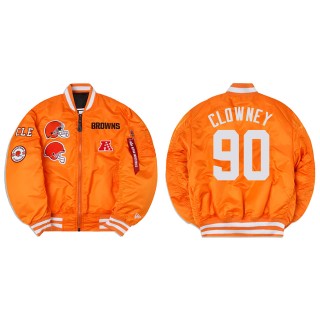 Jadeveon Clowney Alpha Industries X Cleveland Browns MA-1 Bomber Orange Jacket