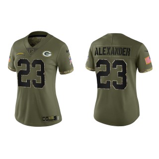 Jaire Alexander Women's Green Bay Packers Olive 2022 Salute To Service Limited Jersey
