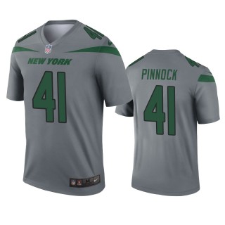 New York Jets Jason Pinnock Gray Inverted Legend Jersey
